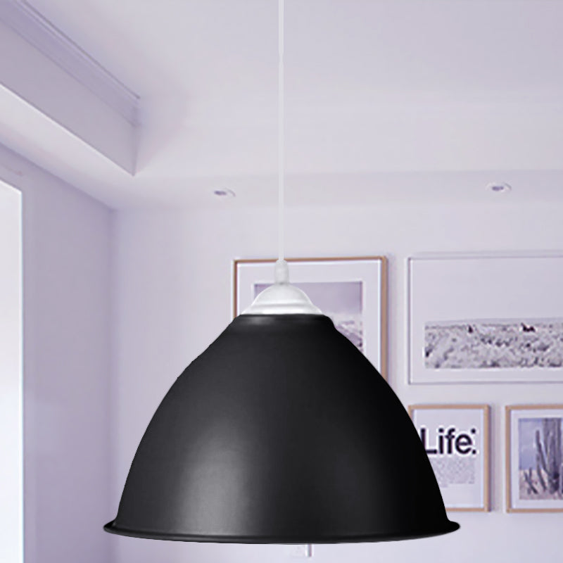 Industrial Dome Shade Pendant Light 1 Light Aluminum Ceiling Fixture in Frosted Green/Yellow for Dining Room