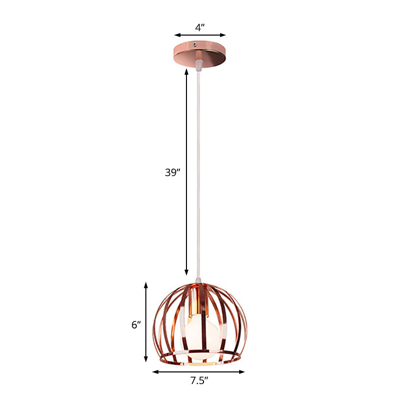 Metall Roségold Hanging Fixture Globaler Käfig Schatten 1 Kopf Retro Stylische Anhängerlampe für Küche