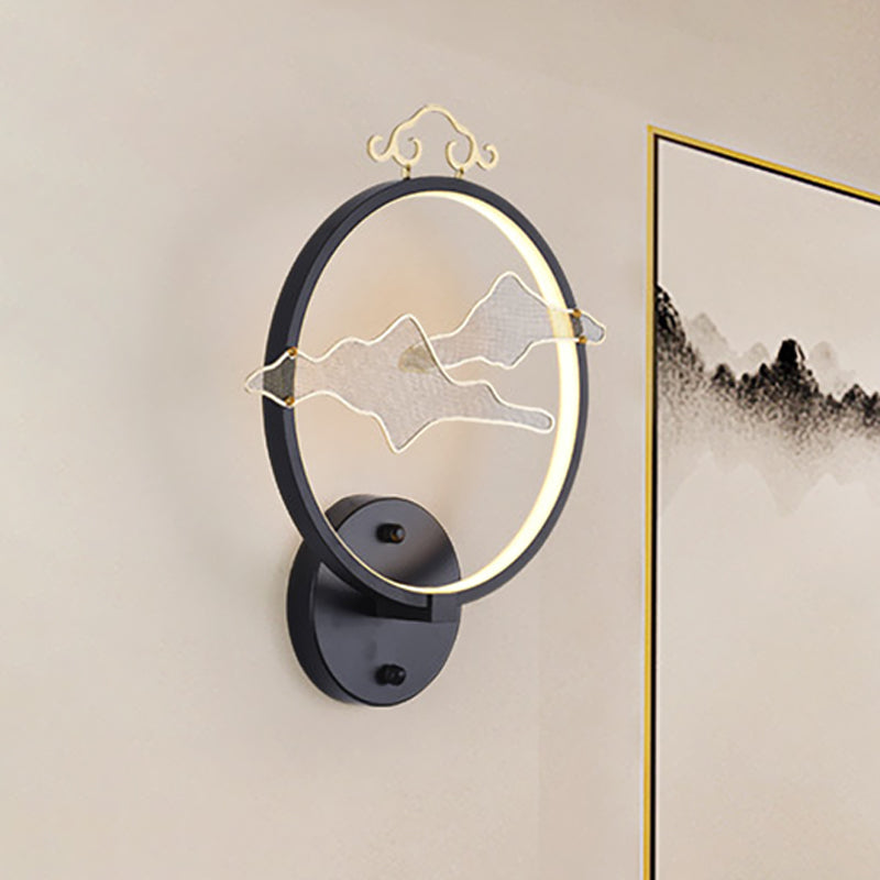 Minimalistic Cloud Aluminum Wall Lamp Integrated LED Wall Mural Light Fixture in Black for Living Room