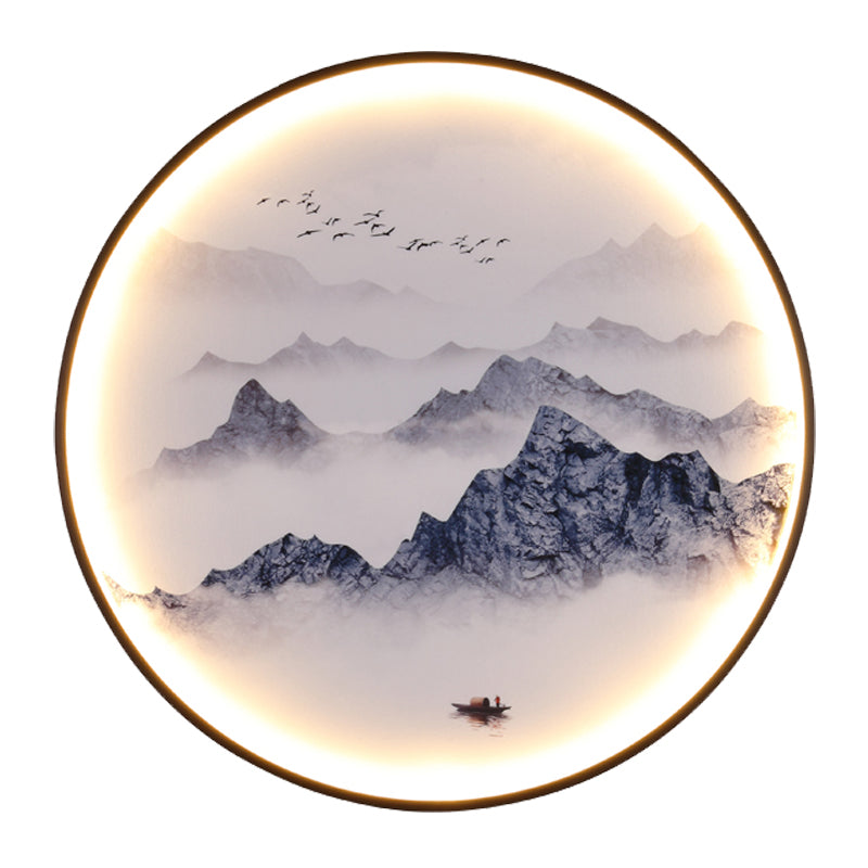 Blue Foggy Mountain Wall Mural Light Asia Aluminum LED Wall Mounted Lighting for Living Room Decoration