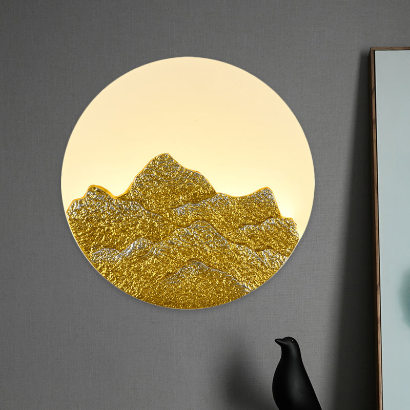 Hars Lotus/Mountain-Moon Mural Light Chinese Witte LED Wall gemonteerde lamp voor de kamer