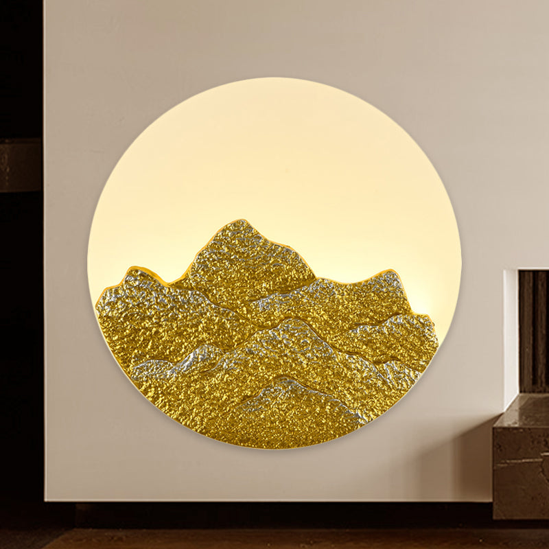 Hars Lotus/Mountain-Moon Mural Light Chinese Witte LED Wall gemonteerde lamp voor de kamer