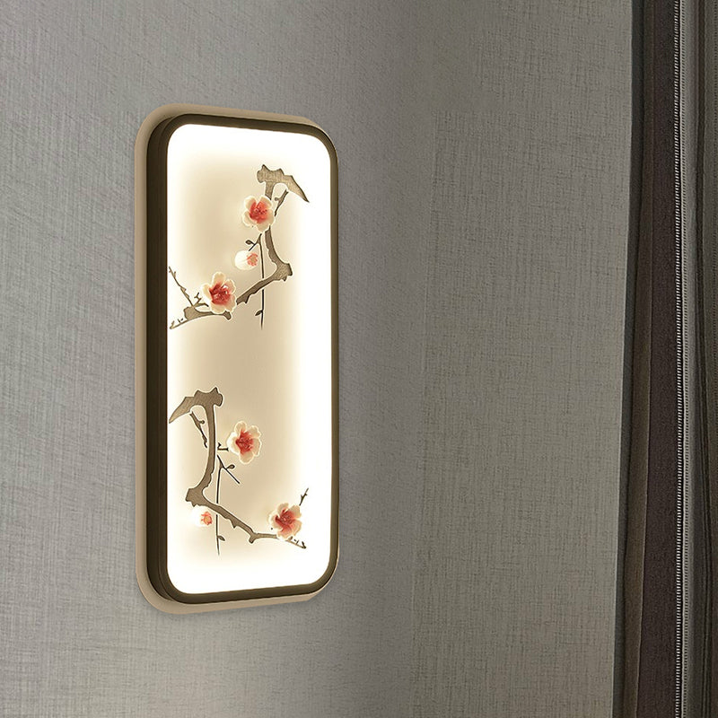 Feuilles de lotus en céramique / fleur de lampe murale chinoise Black-Green / Red LED Mall Murd Lightture pour salle familiale