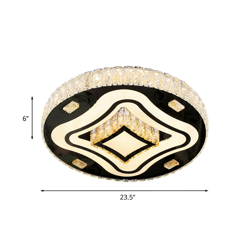 Modern Harlequin Close to Ceiling Lamp Crystal Prisms LED Flush Mount Light Fixture in Stainless Steel