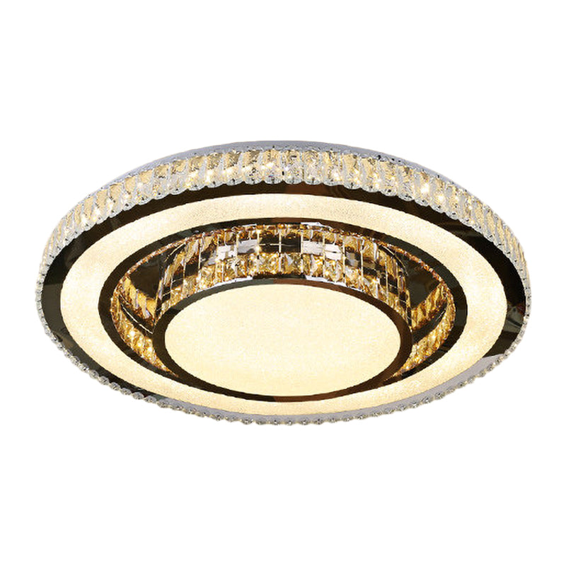 Rounded Light Fixture Ceiling Minimalist Inserted Crystal Flush Mount Spotlight in Nickel