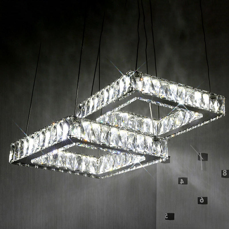 Lampada a soffitto in cristallo minimalista a ciondolo multi chiaro a LED in nichel