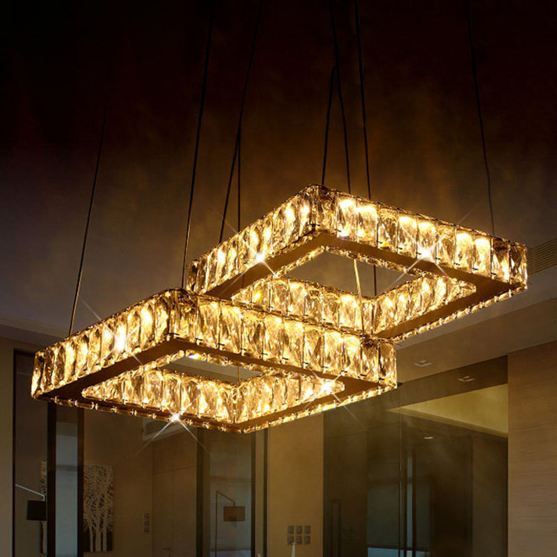 Lampada a soffitto in cristallo minimalista a ciondolo multi chiaro a LED in nichel