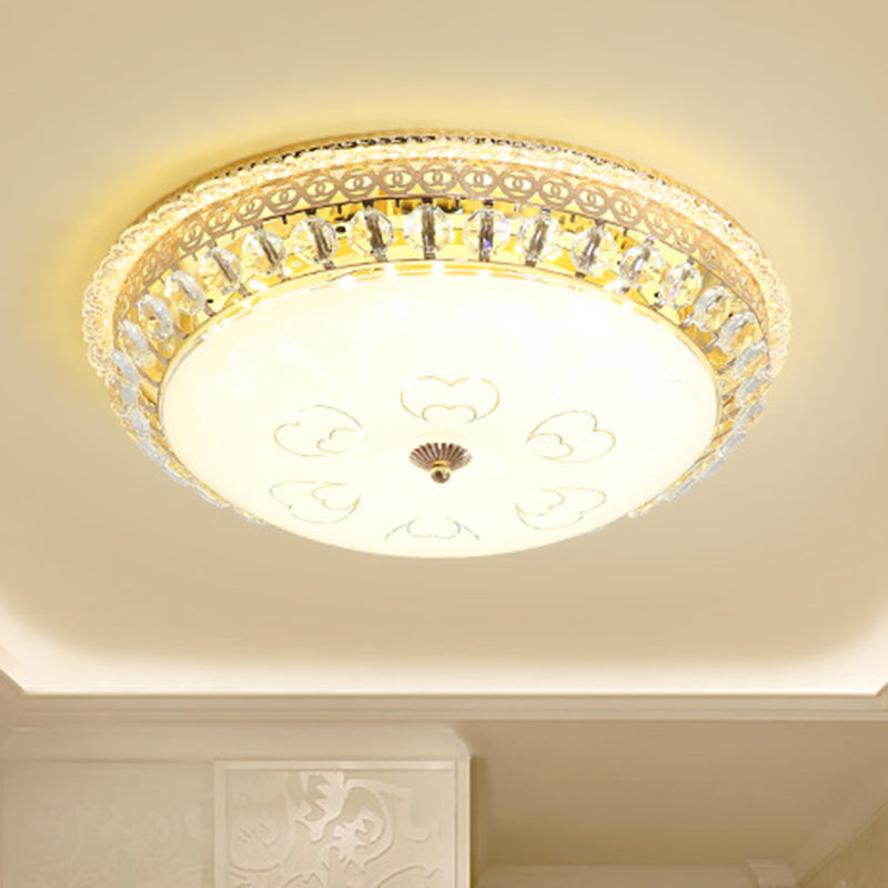 Circle Crystal Block Flushmount Lamp Modernist LED Gold Flush Light Fixture for Bedroom