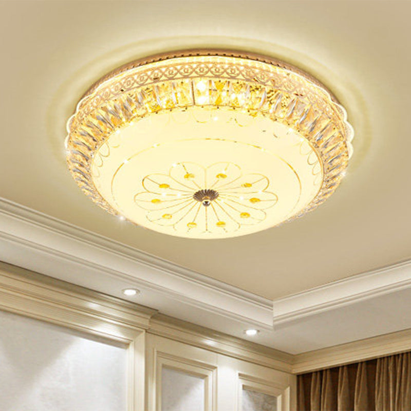 Gold Round Ceiling Mounted Light Modernism LED Crystal Flushmount Lighting for Bedroom