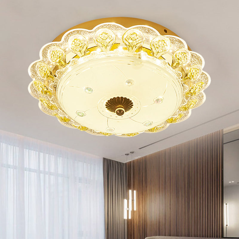 Circolare Corridoio Soffsh Flush Mount Crystal LED Modernismo Flush Light Fixture in Gold