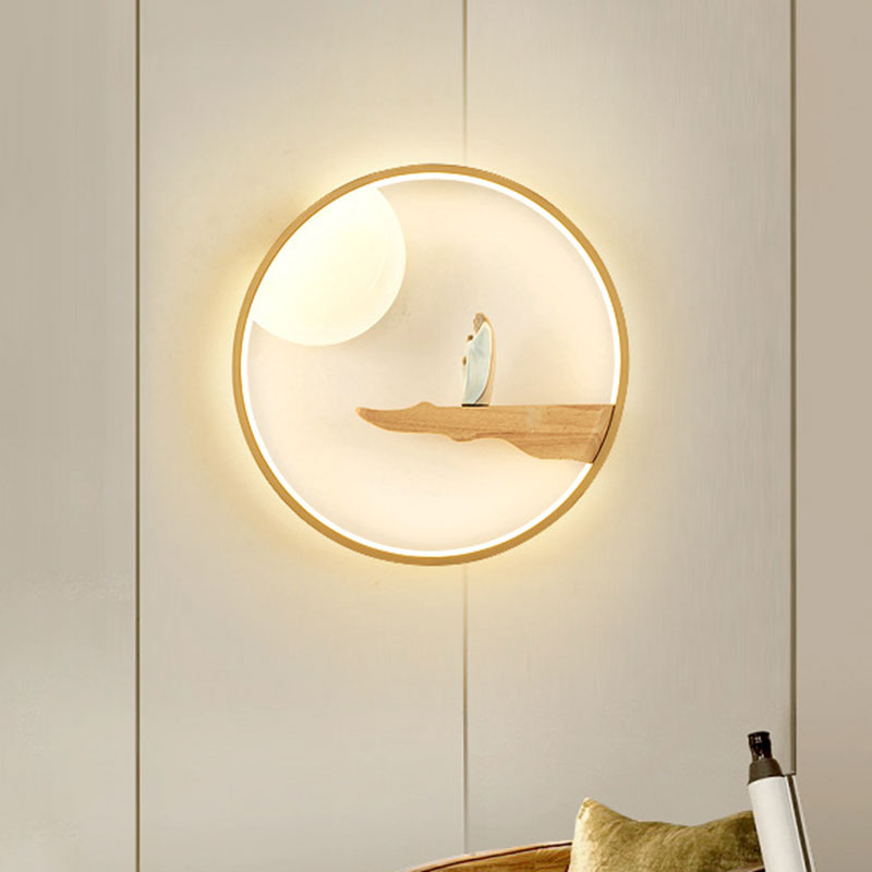 Denker studie kamer muur muurschildering lamp hout Chinese stijl led muur sconce verlichting in zwart/beige