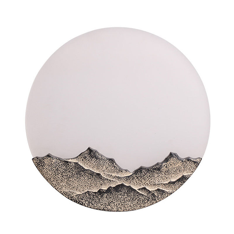 Moon Shaped Acrylic Mural Lighting Nordic Blue/Brown LED Wall Mount Lamp with Mountain Design