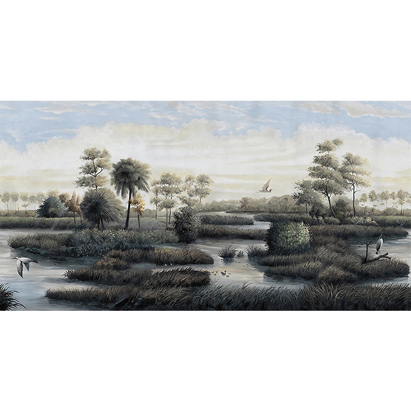 Fresh Forest and River Mural Wallpaper for Accent Wall Natural Scene Wall Decor, Made to Measure