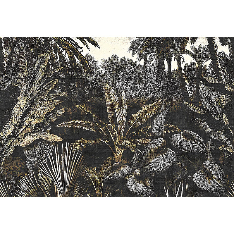 Nordic Plants Wall Mural Decal for Home Decor, Personalized Size Wall Covering in Black and Green