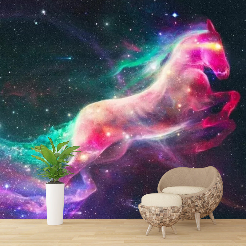 Custom Photography Simple Mural Wallpaper for Living Room Decor with Nebula Design in Red and Green
