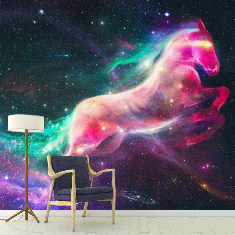 Custom Photography Simple Mural Wallpaper for Living Room Decor with Nebula Design in Red and Green