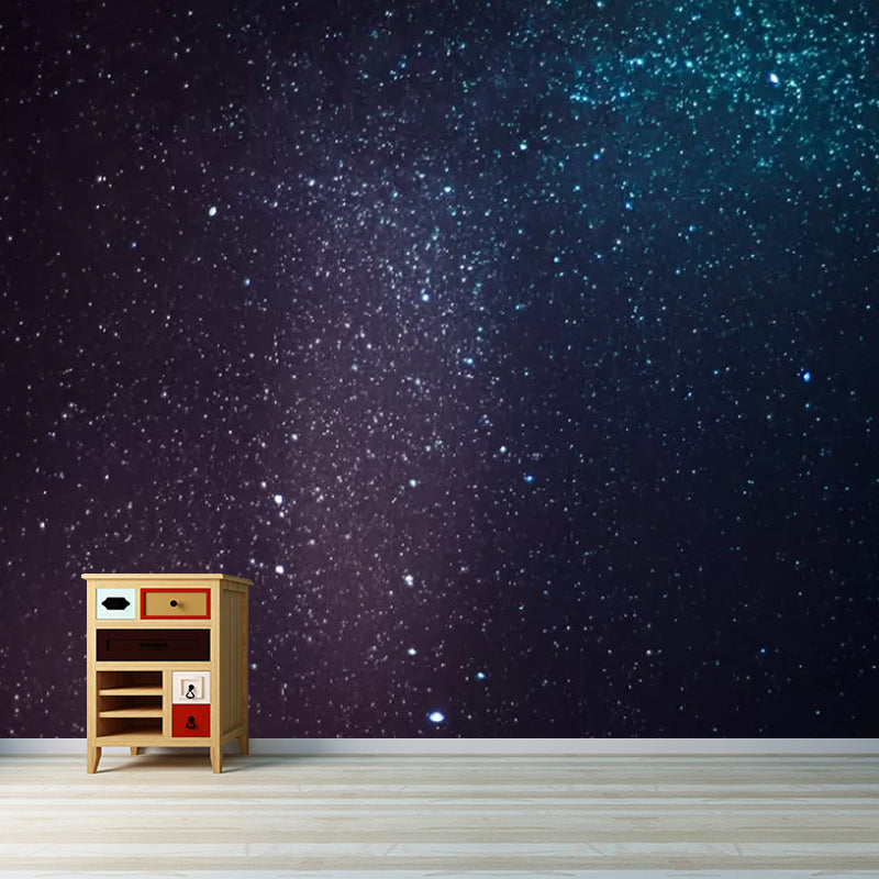 Blue and Black Nordic Mural Wallpaper Customized Size Galaxy Wall Covering for Bedroom
