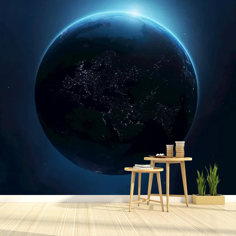 Big Planet Wall Mural Decal for Home Decoration Outer Space Wall Art in Blue, Stain-Resistant