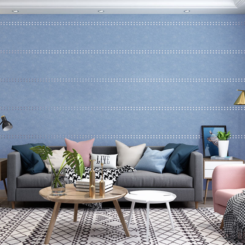 Stain-Resistant Vertical Stripe Wall Covering Flock Wallpaper for Guest Room Decoration