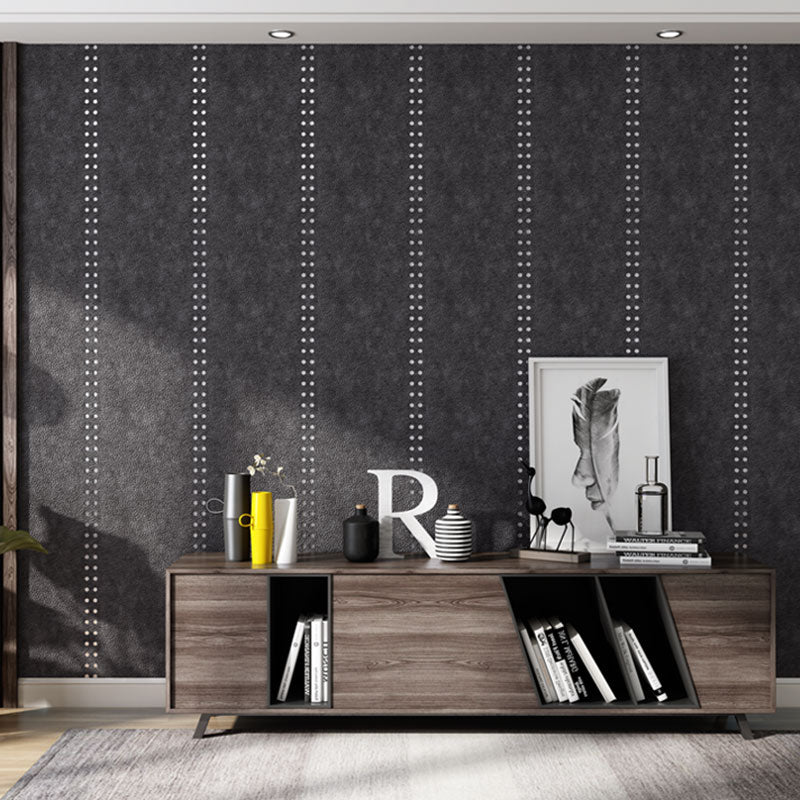 Stain-Resistant Vertical Stripe Wall Covering Flock Wallpaper for Guest Room Decoration