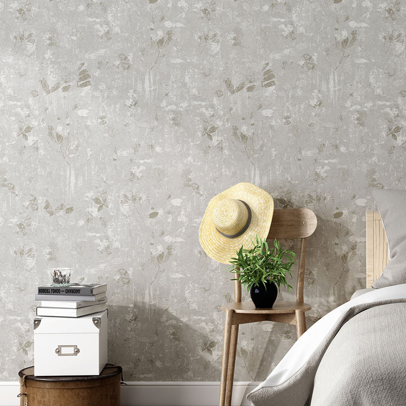 Simple Plain Color Wallpaper Roll for Bedroom Textured Wall Decor in Beige and Grey, 20.5 in x 31 ft
