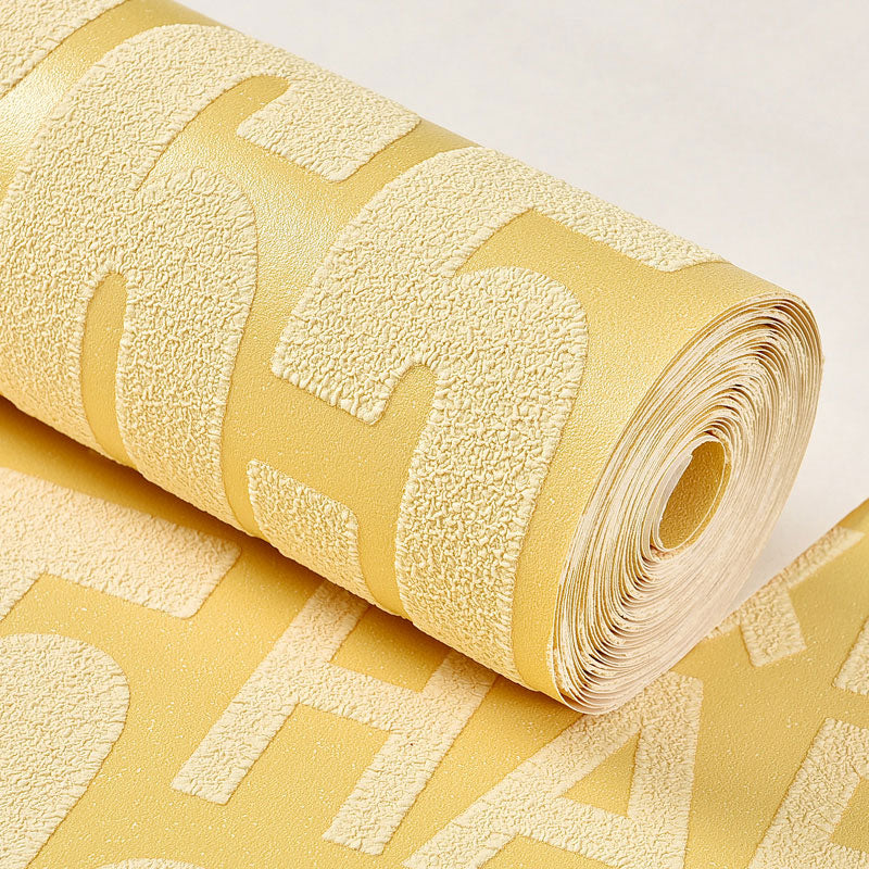 Cijfer- en letters Flock-behangrol voor studeerkamerdecoratie in natuurlijke kleur, 33 ft. x 20,5 inch