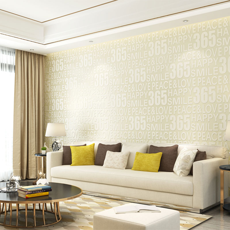 Number and Letters Flock Wallpaper Roll for Study Room Decor in Natural Color, 33 ft. x 20.5 in