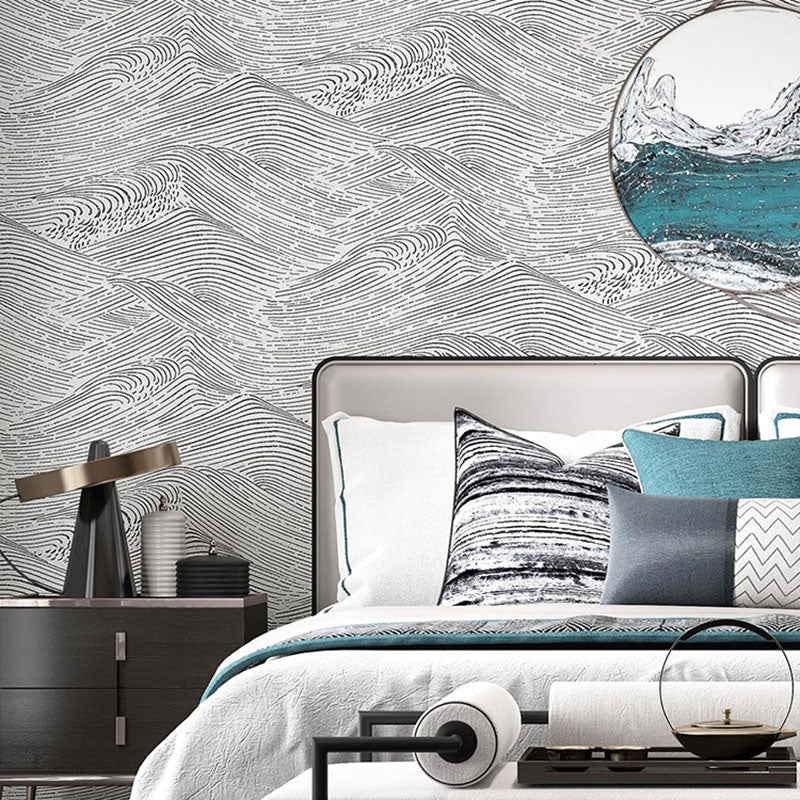 Mountain Wallpaper Roll in Soft Color Non-Woven Fabric Wall Decor for Living Room, 33' by 20.5"