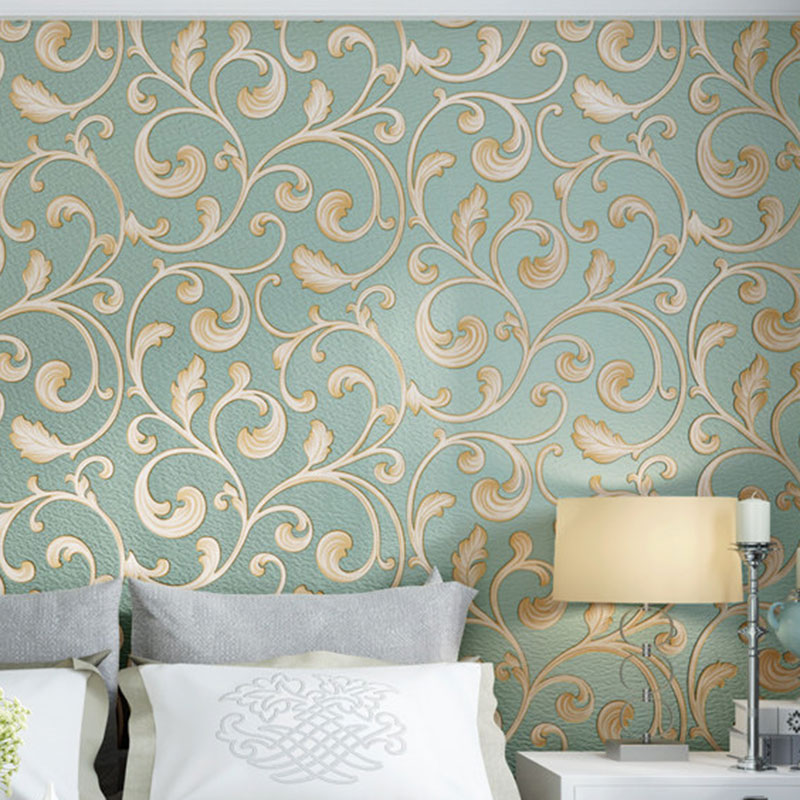 Nordic Entwined Leaves Wall Decor for Guest Room, 33'L x 20.5"W Wallpaper Roll in Soft Color