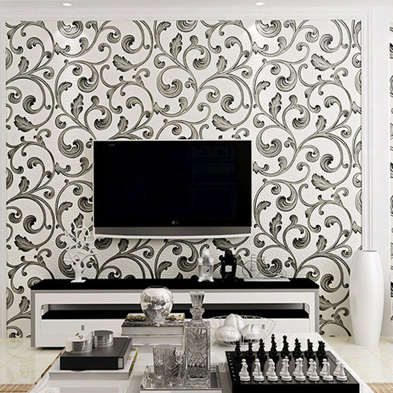 Nordic Entwined Leaves Wall Decor for Guest Room, 33'L x 20.5"W Wallpaper Roll in Soft Color