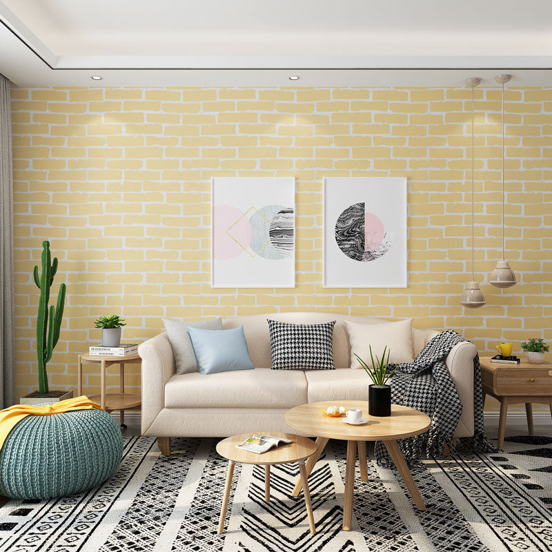 Vintage Brickwork Wall Covering for Accent Wall, 23.5 in x 29.5 ft Removable Wallpaper in Soft Color