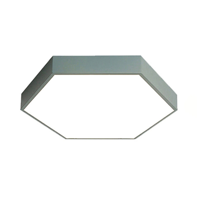 Modern Led Flush Mount with Metal Shade Gray/Yellow/Blue Hexagon Flush Mount Fixture in White/Warm Light, 16"/19.5"/23.5" Wide