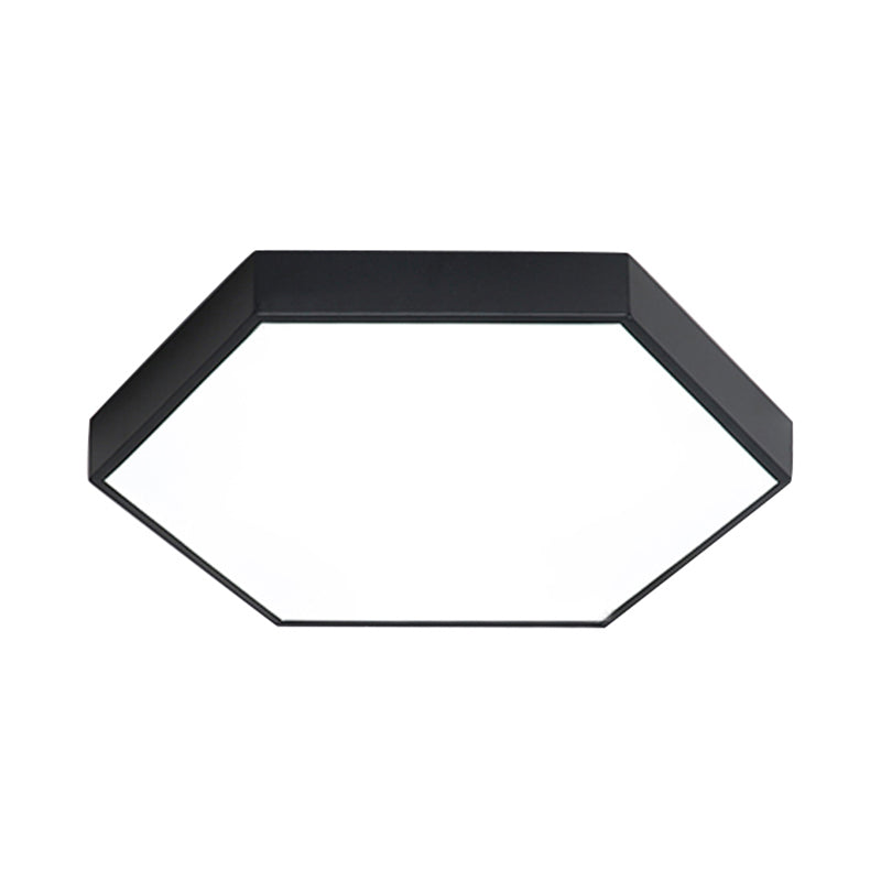 Modern Led Flush Mount with Metal Shade Gray/Yellow/Blue Hexagon Flush Mount Fixture in White/Warm Light, 16"/19.5"/23.5" Wide