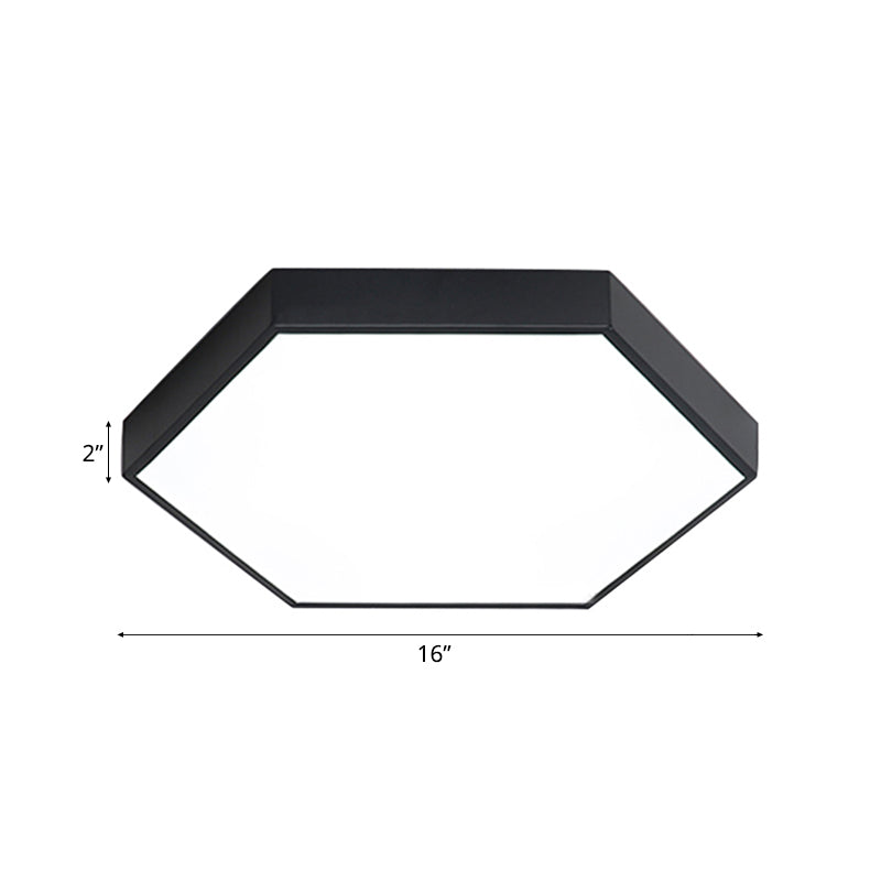 Modern Led Flush Mount with Metal Shade Gray/Yellow/Blue Hexagon Flush Mount Fixture in White/Warm Light, 16"/19.5"/23.5" Wide