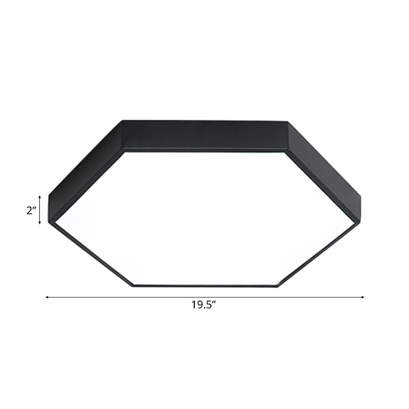 Modern Led Flush Mount with Metal Shade Gray/Yellow/Blue Hexagon Flush Mount Fixture in White/Warm Light, 16"/19.5"/23.5" Wide