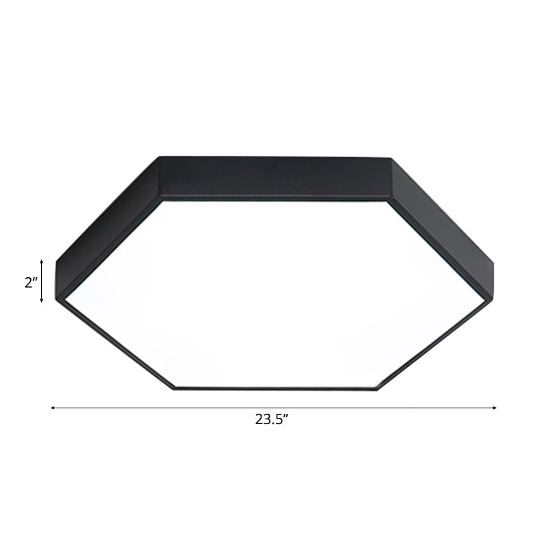 Modern Led Flush Mount with Metal Shade Gray/Yellow/Blue Hexagon Flush Mount Fixture in White/Warm Light, 16"/19.5"/23.5" Wide