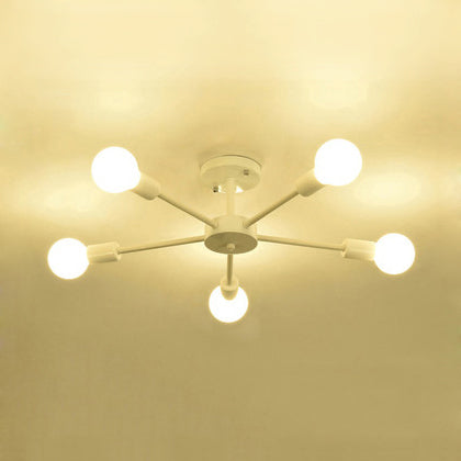 Nordic Metal Sputnik Ceiling Flush Mount Light 5/10 Lights White/Black Bedroom Semi Flush Ceiling Light