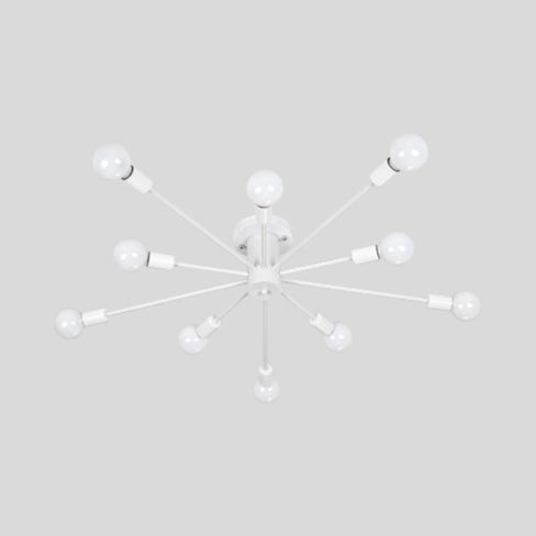 Nordic Metal Sputnik Ceiling Flush Mount Light 5/10 Lights White/Black Bedroom Semi Flush Ceiling Light