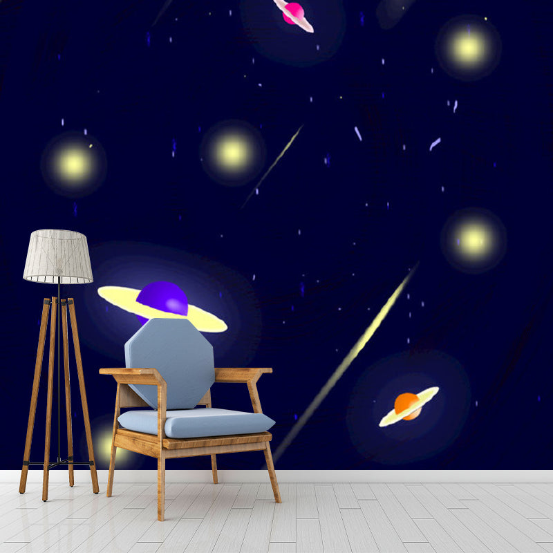 Illustration Outer Space Mural Wallpaper Extra Large Wall Art for Children's Bedroom, Custom-Printed