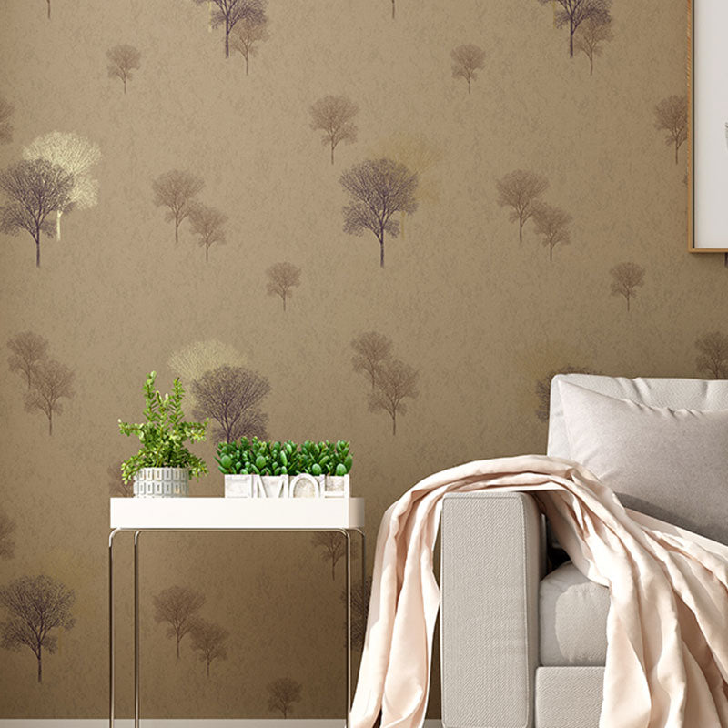 Neutral Color Leaves Wall Decor Moisture-Resistant Wallpaper Roll for Bedroom, 20.5"W x 31'L
