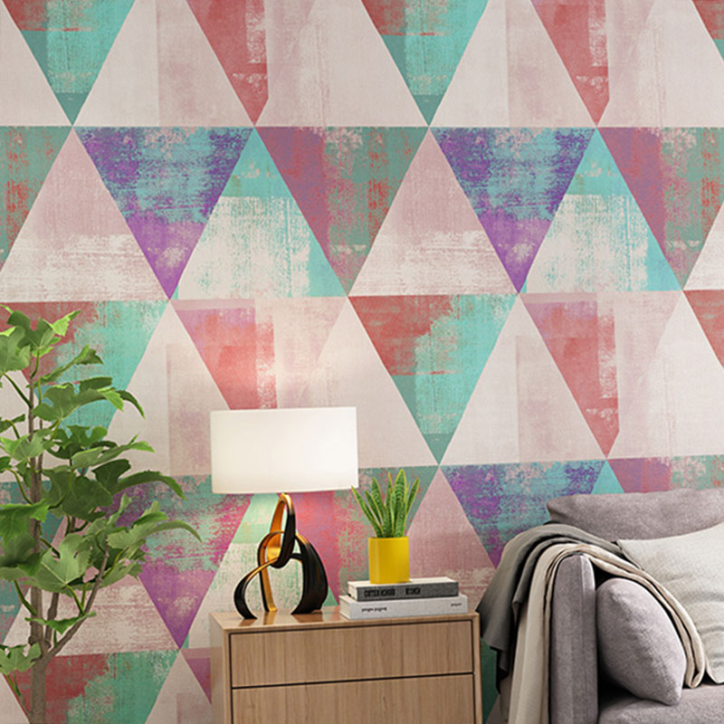 20.5" x 33' Contemporary Wallpaper Roll for Home Decoration with Triangle Design in Natural Color