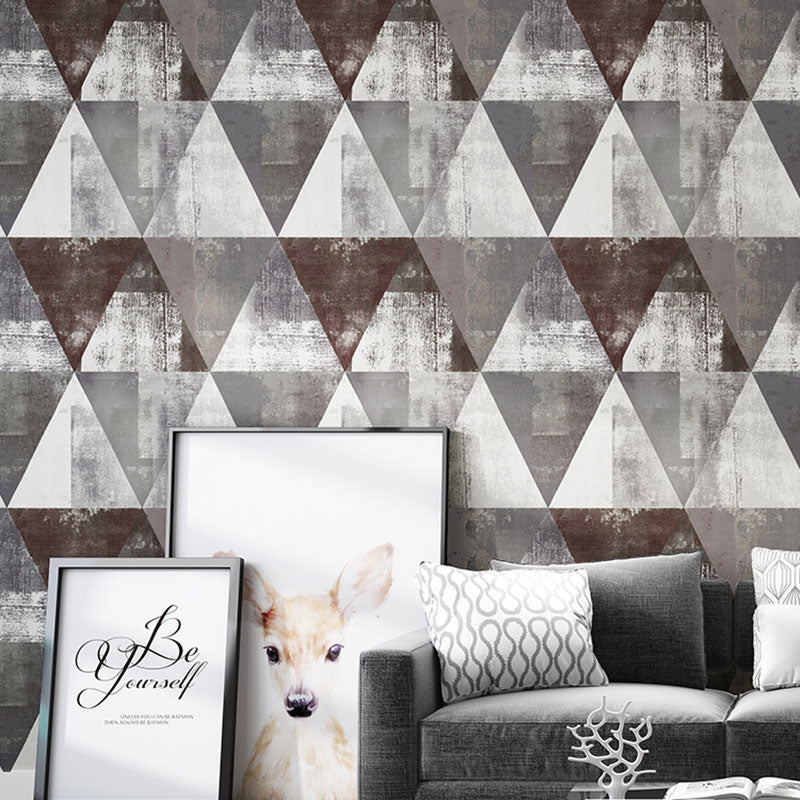 20.5" x 33' Contemporary Wallpaper Roll for Home Decoration with Triangle Design in Natural Color