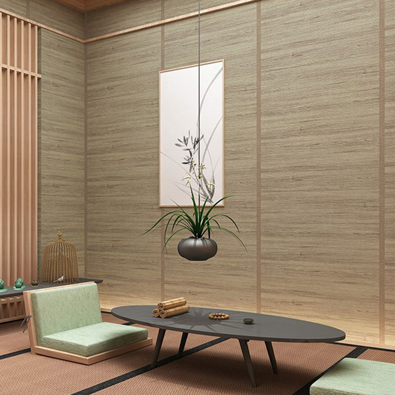 Japanese Wood Effect Wallpaper Roll for Home Decoration, 57.1 sq ft. Wall Covering in Natural Color