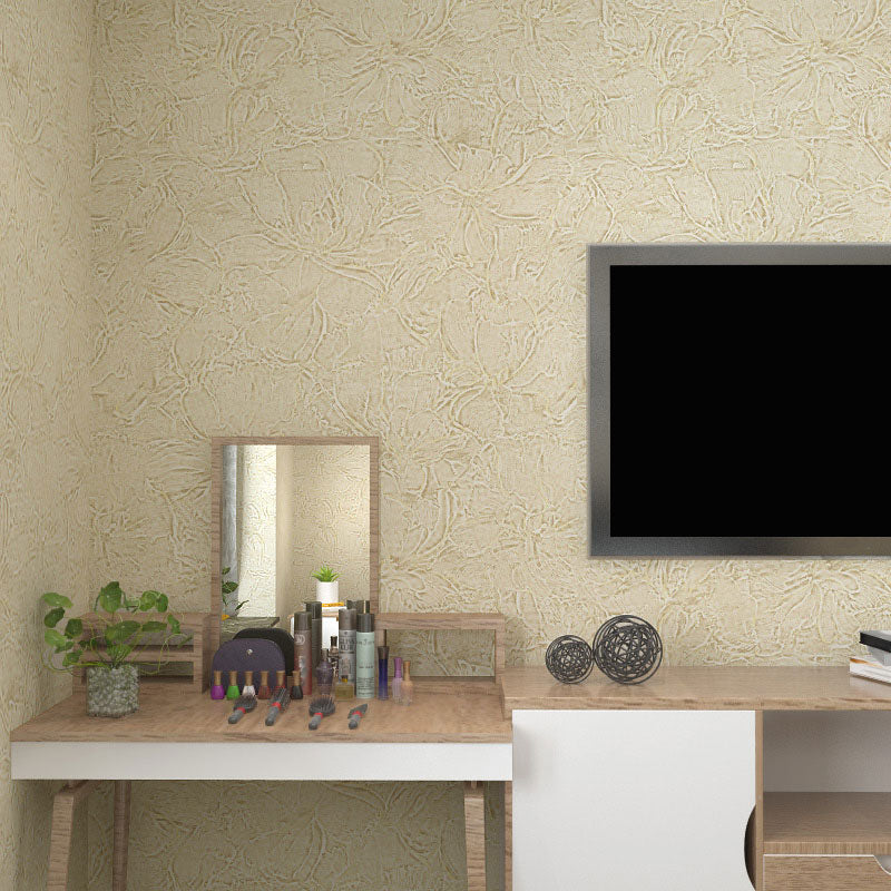 Neutral Color Textured Wall Decor Moisture-Resistant Wallpaper Roll for Bedroom, Non-Pasted