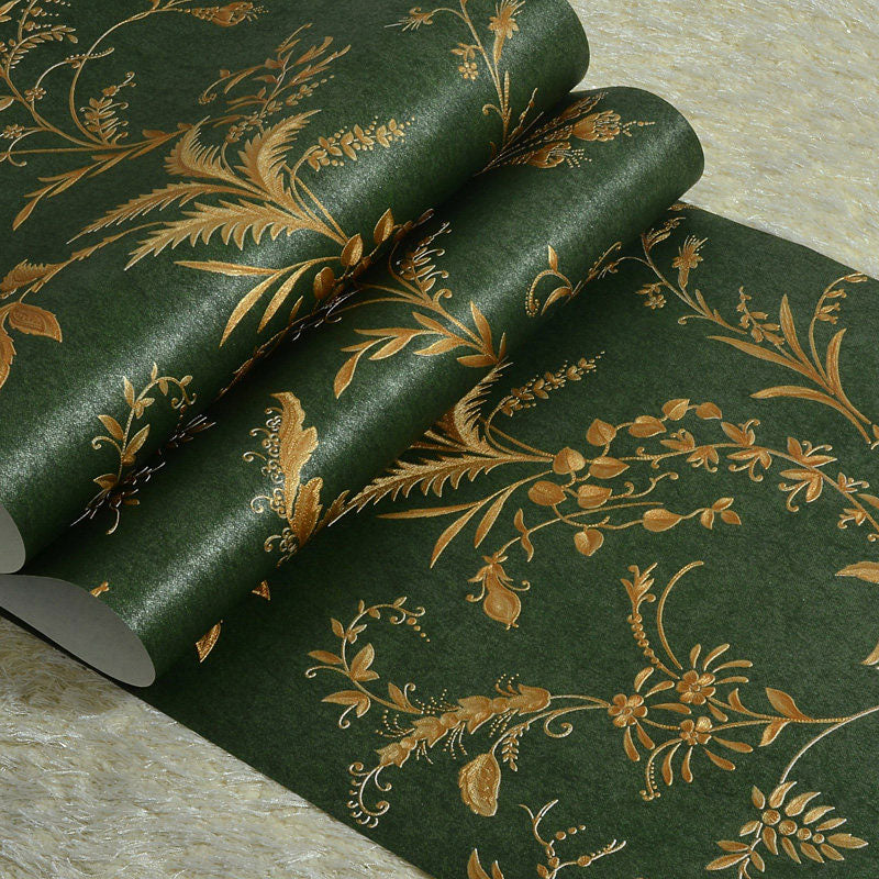 Garden Leaves Wallpaper Roll for Bedroom Decor Plants Wall Covering in Dark Green, 33 ft. x 20.5 in