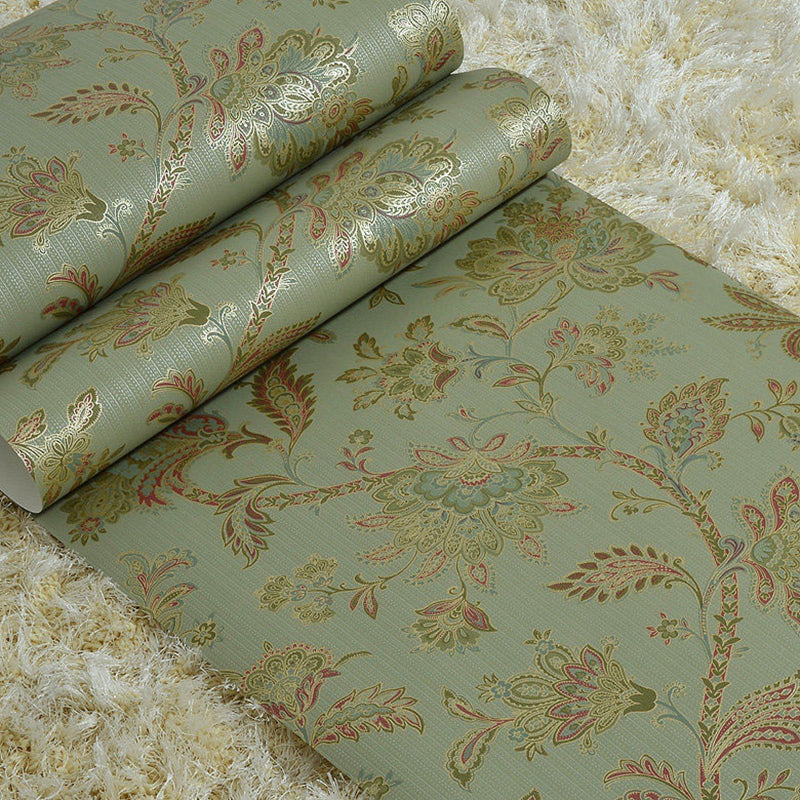 Entwined Blossoms Wallpaper Roll 33 ft. x 20.5 in Wall Covering for Bedroom in Grey and Green