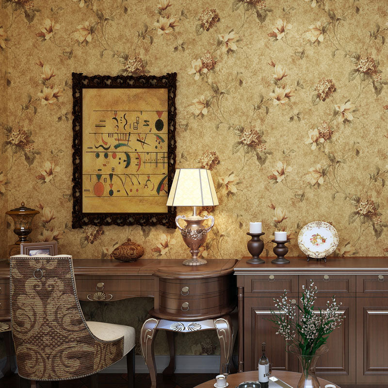 33' x 20.5" Blossoms Wallpaper Roll for Bedroom Leaves Wall Decor in Soft Color, Water-Resistant