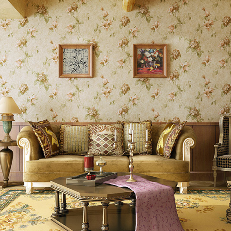 33' x 20.5" Blossoms Wallpaper Roll for Bedroom Leaves Wall Decor in Soft Color, Water-Resistant