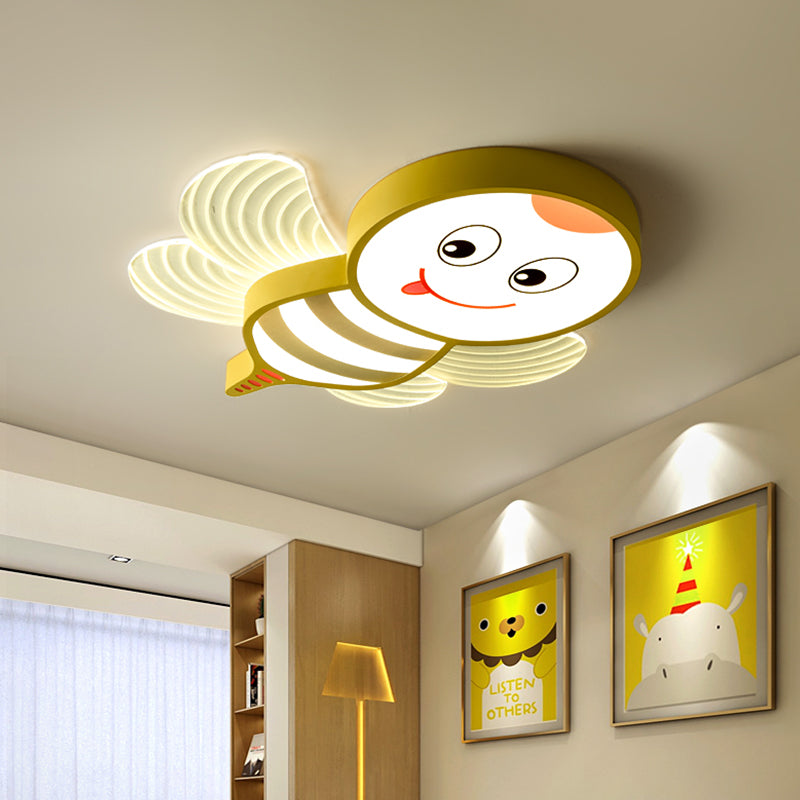 Cartoon Biene Form flushmount Beleuchtung Acryl LED-Schlafzimmer Flush Halterung in Weiß/Pink/Gelb