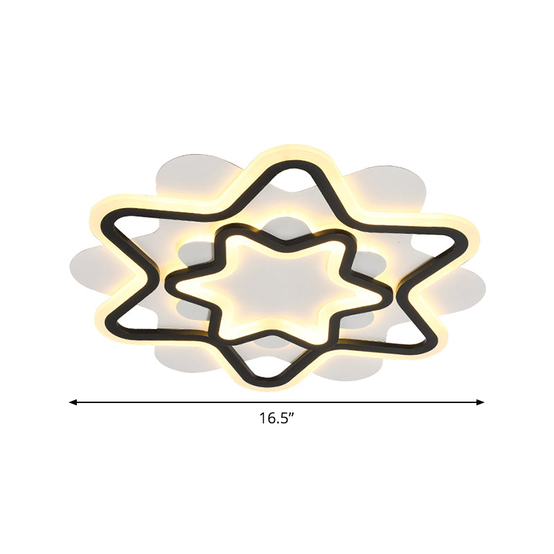 Acrylic Star Frame Flush Mount Lighting Nordic Style LED Flush Massimale Lampada in bianco e nero